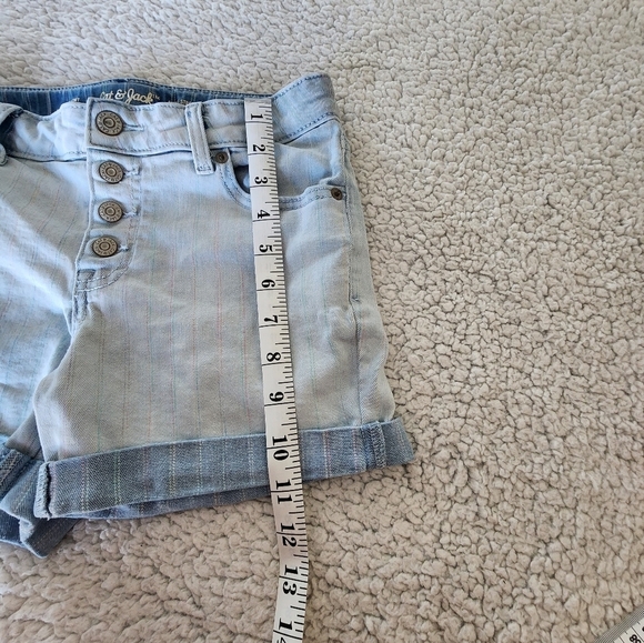 Cat & Jack light wash super stretch shorts with stripes size L button/snap fly - Picture 7 of 9